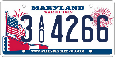 MD license plate 3AO4266
