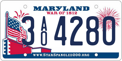 MD license plate 3AO4280