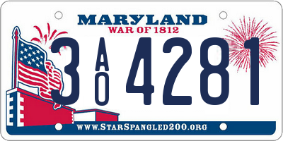 MD license plate 3AO4281