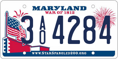 MD license plate 3AO4284