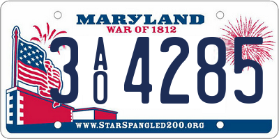 MD license plate 3AO4285