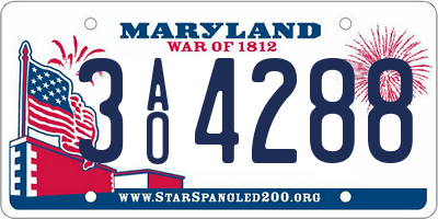 MD license plate 3AO4288