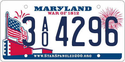 MD license plate 3AO4296