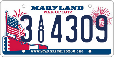 MD license plate 3AO4309