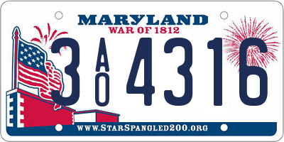 MD license plate 3AO4316