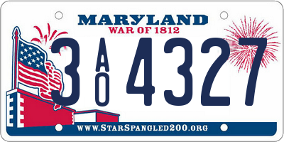 MD license plate 3AO4327