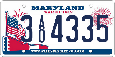 MD license plate 3AO4335