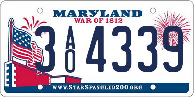MD license plate 3AO4339