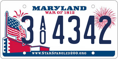 MD license plate 3AO4342