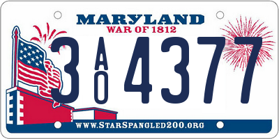 MD license plate 3AO4377