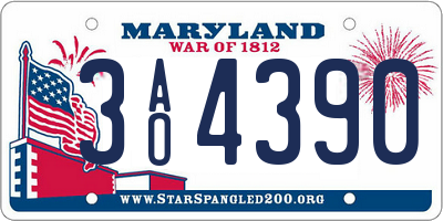 MD license plate 3AO4390