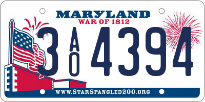 MD license plate 3AO4394