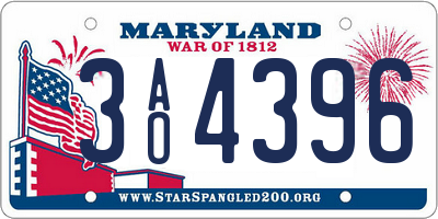 MD license plate 3AO4396