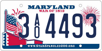 MD license plate 3AO4493