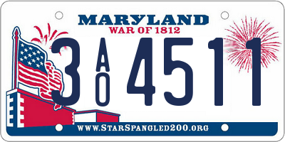 MD license plate 3AO4511