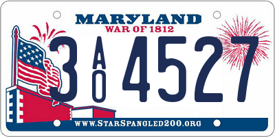 MD license plate 3AO4527