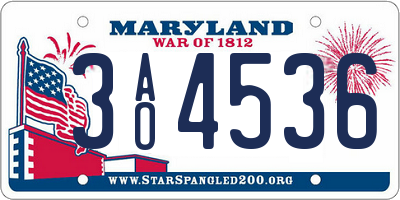 MD license plate 3AO4536