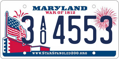 MD license plate 3AO4553