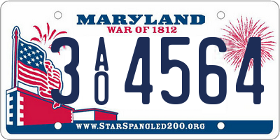 MD license plate 3AO4564