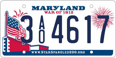 MD license plate 3AO4617