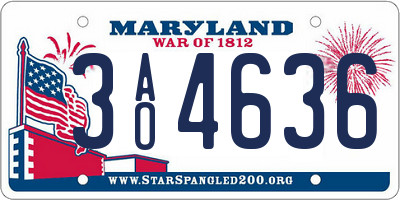 MD license plate 3AO4636