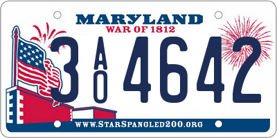 MD license plate 3AO4642