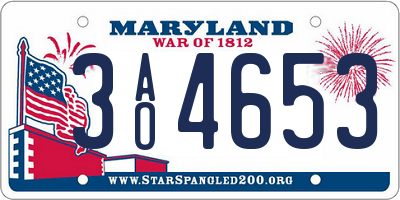 MD license plate 3AO4653