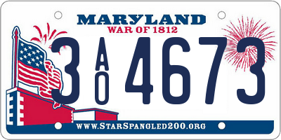 MD license plate 3AO4673