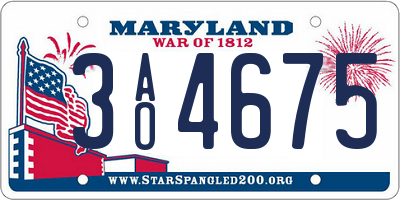 MD license plate 3AO4675