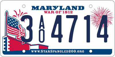 MD license plate 3AO4714