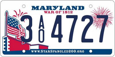 MD license plate 3AO4727