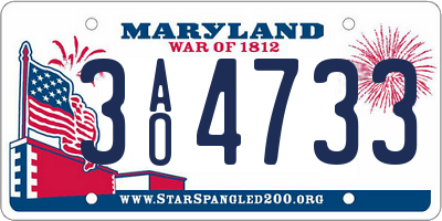 MD license plate 3AO4733