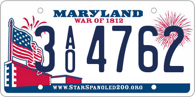 MD license plate 3AO4762