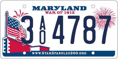 MD license plate 3AO4787