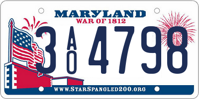 MD license plate 3AO4798
