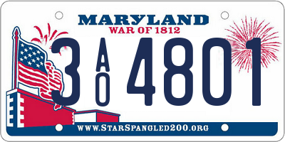 MD license plate 3AO4801