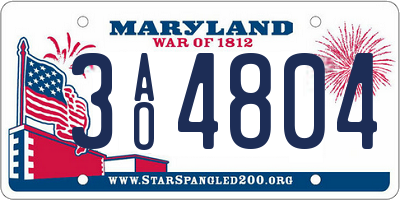 MD license plate 3AO4804