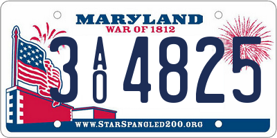 MD license plate 3AO4825