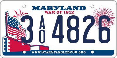 MD license plate 3AO4826