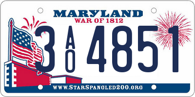 MD license plate 3AO4851