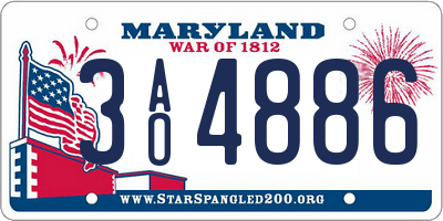 MD license plate 3AO4886