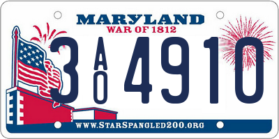 MD license plate 3AO4910