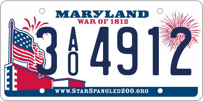 MD license plate 3AO4912