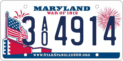 MD license plate 3AO4914