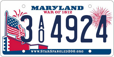 MD license plate 3AO4924