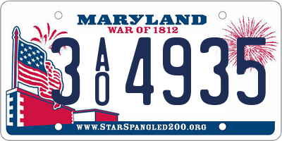 MD license plate 3AO4935