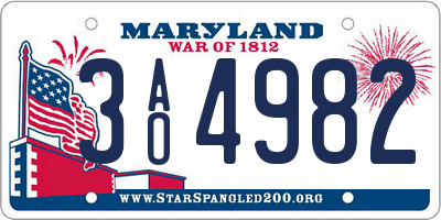 MD license plate 3AO4982