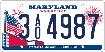 MD license plate 3AO4987