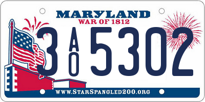 MD license plate 3AO5302