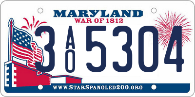 MD license plate 3AO5304